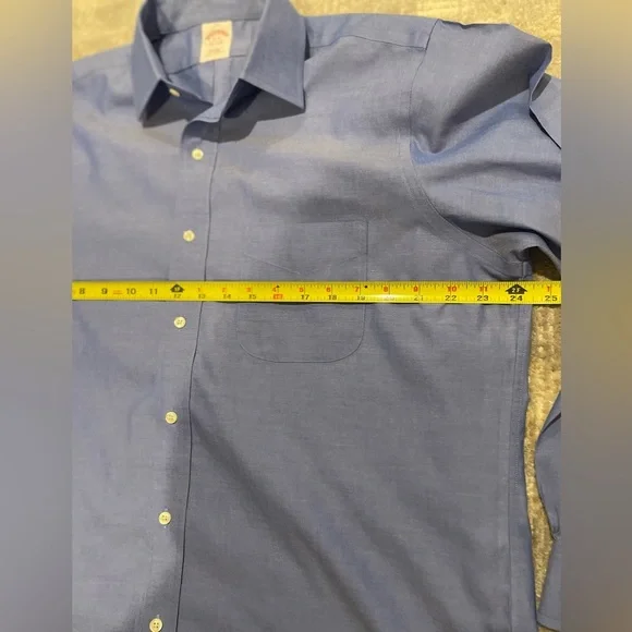 BROOKS BROTHERS Mens 16-34 Dress Shirt Traditional Fit Non Iron Blue Button Down - Picture 6 of 9